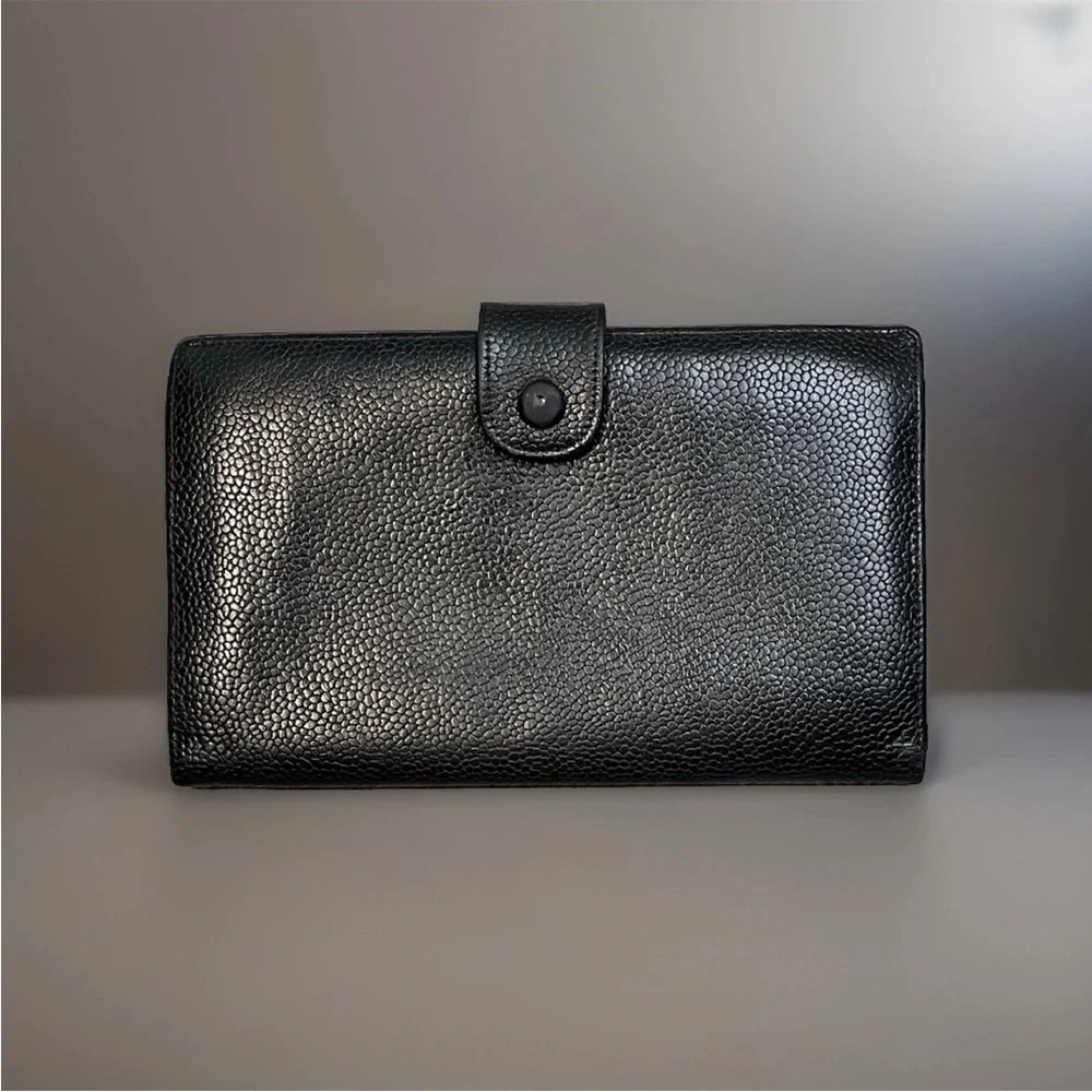 SOLD Vintage Chanel CC Black Caviar Leather Continental Long Wallet Clutch - Picture 6 of 16
